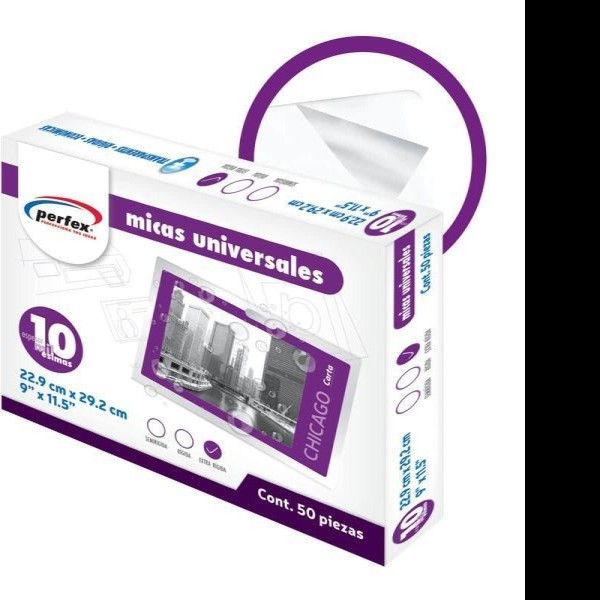 MICA TERMICA CTA. 229X292 MM 10 MIL. PERFEX PAQ.C50PZ C.8